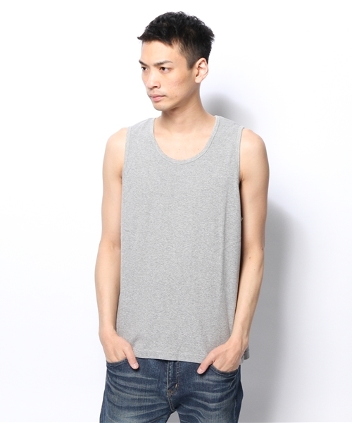 coen（コーエン）の「刺繍テレコタンクトップ（タンクトップ・メンズ・ホワイト/グレー/ネイビー/ダークグリーン/コバルトブルー/ライトグレー/オリーブ・SMALL/MEDIUM/LARGE/X-LARGE）」の3枚目の写真