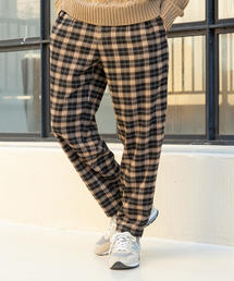 coen | TRストレッチ起毛ワイドテーパードチェックパンツ(その他パンツ)