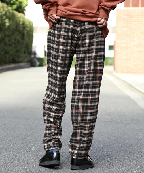 coen（コーエン）の「TRストレッチ起毛ワイドテーパードチェックパンツ（その他パンツ・メンズ・ブラウン/ダークブラウン・MEDIUM/X-LARGE/LARGE/SMALL）」の13枚目の写真