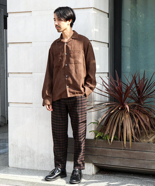 coen（コーエン）の「TRストレッチ起毛ワイドテーパードチェックパンツ（その他パンツ・メンズ・ブラウン/ダークブラウン・MEDIUM/X-LARGE/LARGE/SMALL）」の12枚目の写真