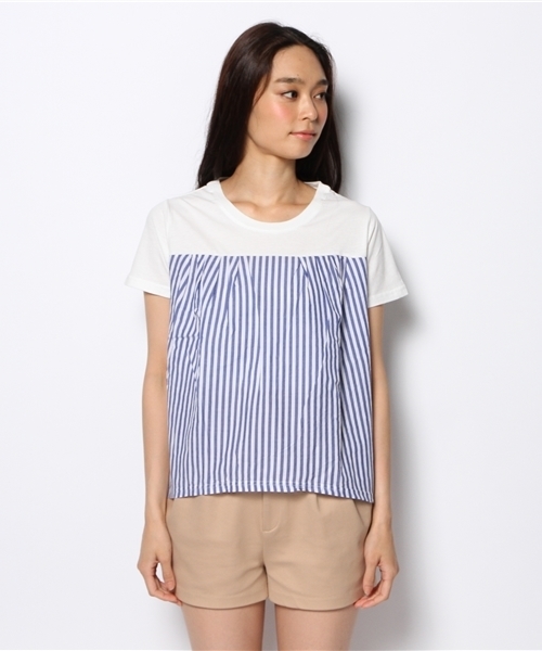 coen（コーエン）の「ストライプコンビ半袖カットソー（Tシャツ/カットソー・レディース・ライム/ネイビー/ホワイト・MEDIUM/LARGE）」の9枚目の写真