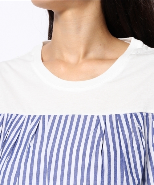 coen（コーエン）の「ストライプコンビ半袖カットソー（Tシャツ/カットソー・レディース・ライム/ネイビー/ホワイト・MEDIUM/LARGE）」の12枚目の写真