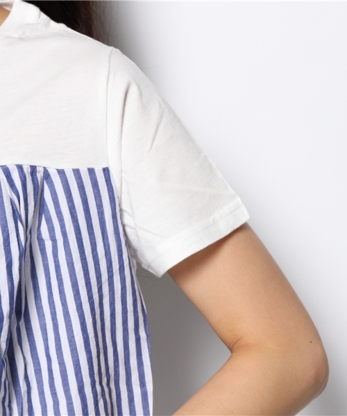 coen（コーエン）の「ストライプコンビ半袖カットソー（Tシャツ/カットソー・レディース・ライム/ネイビー/ホワイト・MEDIUM/LARGE）」の7枚目の写真