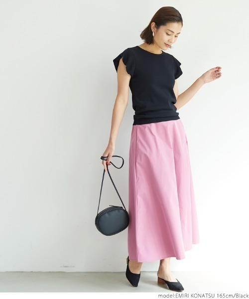 coca（coca）（コカ）の「ショルダーフリルノースリーブニットトップス（Tシャツ/カットソー・レディース・ホワイト/ブラック・ONE SIZE）」の14枚目の写真