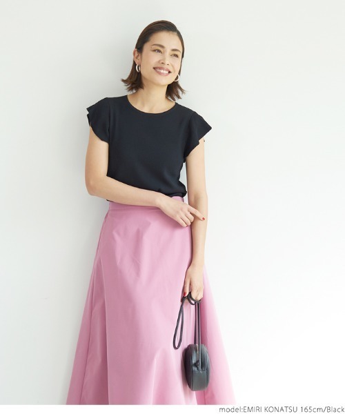 coca（coca）（コカ）の「ショルダーフリルノースリーブニットトップス（Tシャツ/カットソー・レディース・ホワイト/ブラック・ONE SIZE）」の10枚目の写真