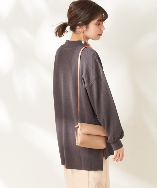 natural couture（ナチュラルクチュール）の「ニットみたいな厚手テレコモックネック（スウェット・レディース・アイボリー/スミクロ/ベージュ/ミント・FREE）」の2枚目の写真