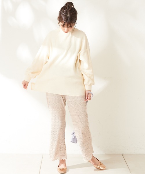 natural couture（ナチュラルクチュール）の「ニットみたいな厚手テレコモックネック（スウェット・レディース・アイボリー/スミクロ/ベージュ/ミント・FREE）」の11枚目の写真