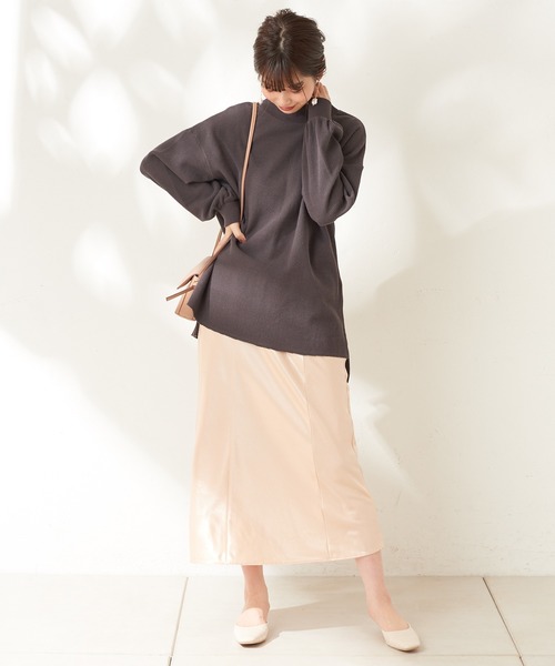 natural couture（ナチュラルクチュール）の「ニットみたいな厚手テレコモックネック（スウェット・レディース・アイボリー/スミクロ/ベージュ/ミント・FREE）」の14枚目の写真