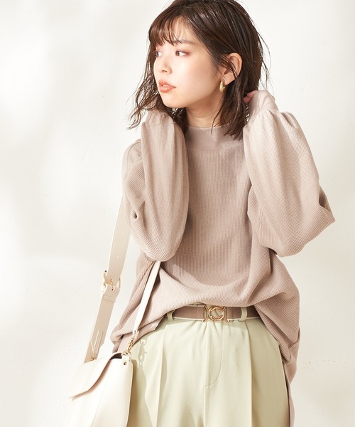 natural couture（ナチュラルクチュール）の「ニットみたいな厚手テレコモックネック（スウェット・レディース・アイボリー/スミクロ/ベージュ/ミント・FREE）」の16枚目の写真