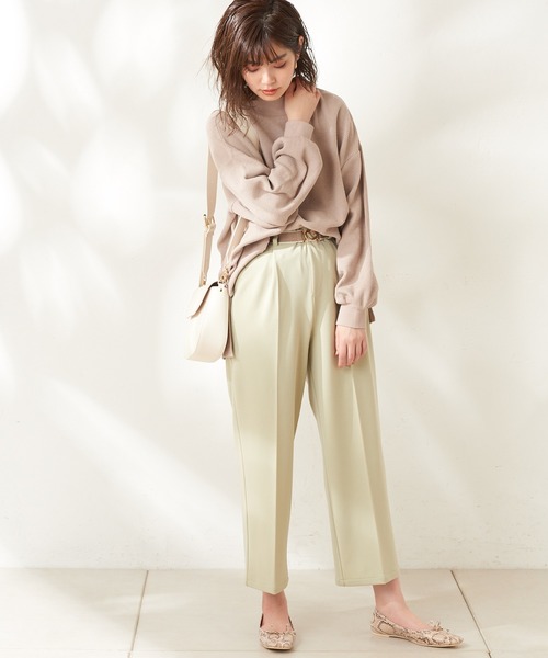 natural couture（ナチュラルクチュール）の「ニットみたいな厚手テレコモックネック（スウェット・レディース・アイボリー/スミクロ/ベージュ/ミント・FREE）」の7枚目の写真