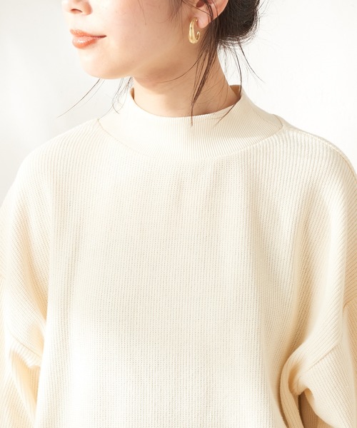 natural couture（ナチュラルクチュール）の「ニットみたいな厚手テレコモックネック（スウェット・レディース・アイボリー/スミクロ/ベージュ/ミント・FREE）」の8枚目の写真