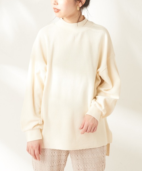 natural couture（ナチュラルクチュール）の「ニットみたいな厚手テレコモックネック（スウェット・レディース・アイボリー/スミクロ/ベージュ/ミント・FREE）」の22枚目の写真