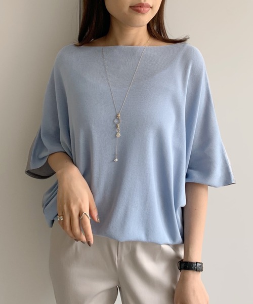 LOUNGEDRESS(ラウンジドレス)の「布帛コンビニット(ニット/セーター・レディース・サックスブルー/ライトグレー・FREE)」の1枚目の写真