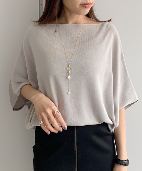 LOUNGEDRESS(ラウンジドレス)の「布帛コンビニット(ニット/セーター・レディース・サックスブルー/ライトグレー・FREE)」の2枚目の写真