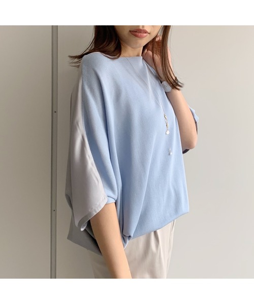 LOUNGEDRESS(ラウンジドレス)の「布帛コンビニット(ニット/セーター・レディース・サックスブルー/ライトグレー・FREE)」の17枚目の写真