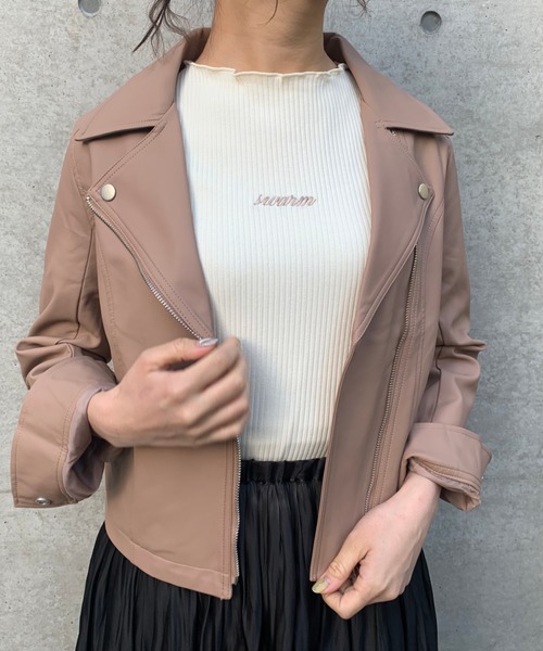 FUN.TRINITY（ファン トリニティー）の「ライダースジャケット（ライダースジャケット・レディース・ブラック/アイボリー/ピンクベージュ・M/L）」の3枚目の写真