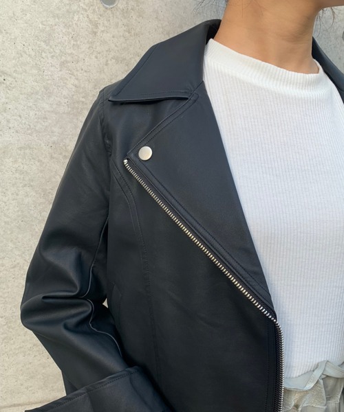 FUN.TRINITY（ファン トリニティー）の「ライダースジャケット（ライダースジャケット・レディース・ブラック/アイボリー/ピンクベージュ・M/L）」の6枚目の写真