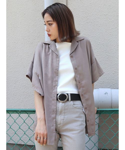 EMODA（エモダ）の「グロスバルキーボックスシャツ（シャツ/ブラウス・レディース・ブラック/ベージュ・FREE）」の12枚目の写真