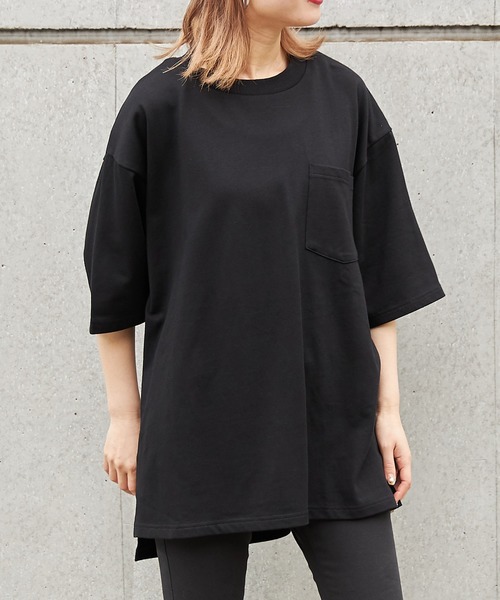 ap retro(アプレトロ)の「無地ビッグシルエットポケットTシャツ【ZOZOTOWN限定商品】(Tシャツ/カットソー・レディース・オフホワイト/ライトグリーン/グレイッシュベージュ/ブラック/ブラウン・FREE)」の3枚目の写真
