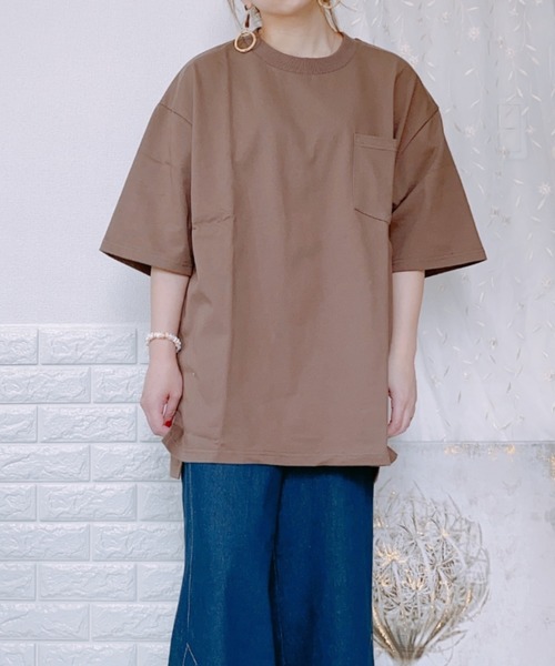 ap retro(アプレトロ)の「無地ビッグシルエットポケットTシャツ【ZOZOTOWN限定商品】(Tシャツ/カットソー・レディース・オフホワイト/ライトグリーン/グレイッシュベージュ/ブラック/ブラウン・FREE)」の15枚目の写真