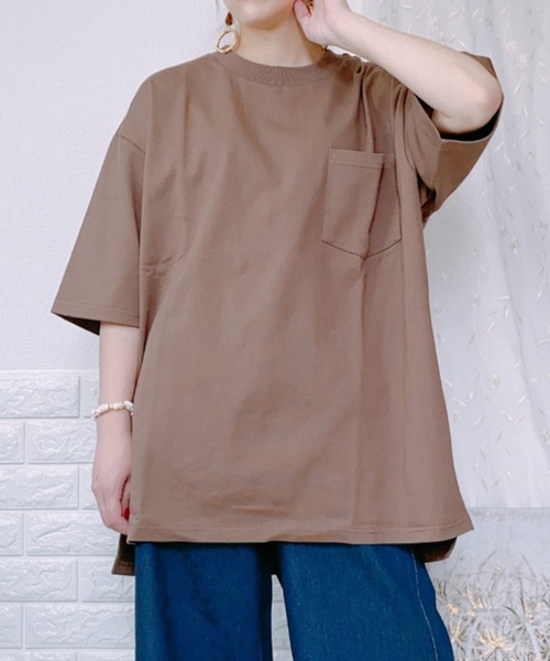 ap retro(アプレトロ)の「無地ビッグシルエットポケットTシャツ【ZOZOTOWN限定商品】(Tシャツ/カットソー・レディース・オフホワイト/ライトグリーン/グレイッシュベージュ/ブラック/ブラウン・FREE)」の17枚目の写真