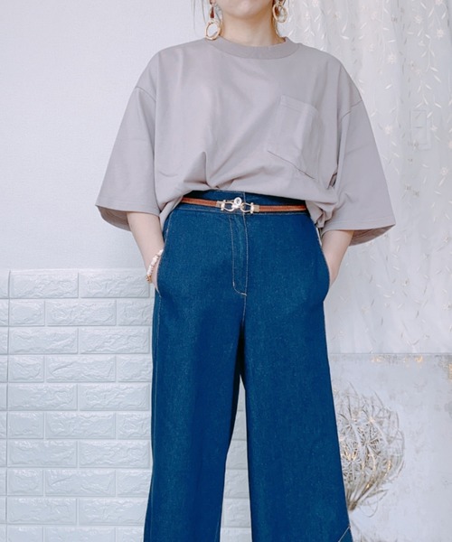 ap retro(アプレトロ)の「無地ビッグシルエットポケットTシャツ【ZOZOTOWN限定商品】(Tシャツ/カットソー・レディース・オフホワイト/ライトグリーン/グレイッシュベージュ/ブラック/ブラウン・FREE)」の18枚目の写真