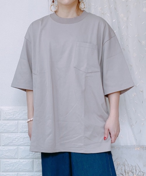 ap retro(アプレトロ)の「無地ビッグシルエットポケットTシャツ【ZOZOTOWN限定商品】(Tシャツ/カットソー・レディース・オフホワイト/ライトグリーン/グレイッシュベージュ/ブラック/ブラウン・FREE)」の21枚目の写真