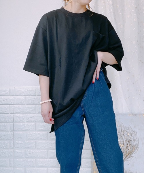 ap retro(アプレトロ)の「無地ビッグシルエットポケットTシャツ【ZOZOTOWN限定商品】(Tシャツ/カットソー・レディース・オフホワイト/ライトグリーン/グレイッシュベージュ/ブラック/ブラウン・FREE)」の10枚目の写真