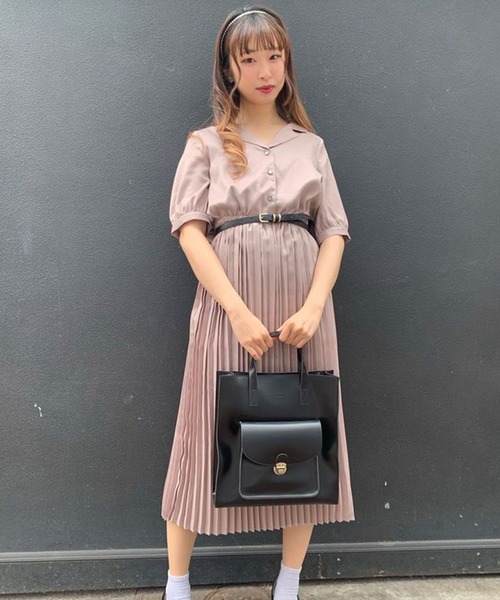 Spinns スピンズ の 5分袖オープンカラーシャツワンピース ワンピース Wear