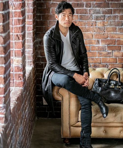 Buffalo Bobs（バッファローボブズ）の「SCALA(スカラ)ラムレザー スタンドカラー シングル トレンチコート（トレンチコート・メンズ・ブラック・1/S/2/M/3/L/4(LL)）」の13枚目の写真