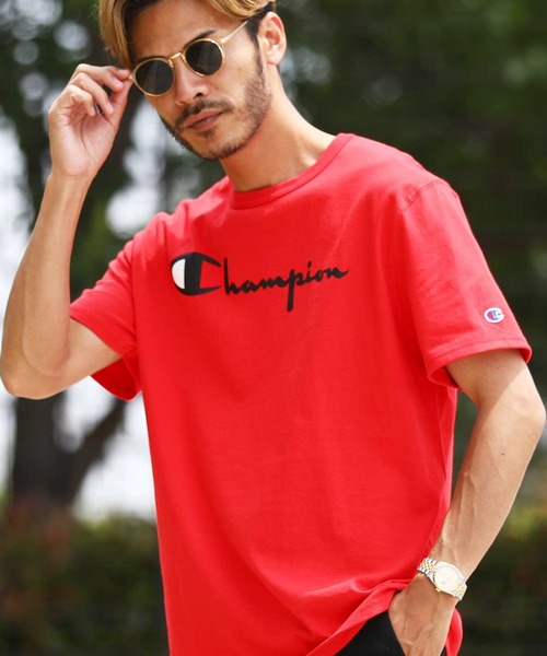 Champion(チャンピオン)の「Champion チャンピオン スクリプト ロゴ オーバーサイズ 半袖 クルーネック Tシャツ(Tシャツ/カットソー・メンズ・ブラック/グレー/ホワイト/レッド・SMALL/MEDIUM/LARGE/X-LARGE)」の4枚目の写真
