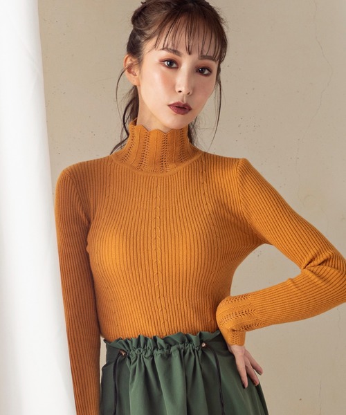 MILLION CARATS（ミリオンカラッツ）の「【Re Basic】リブハイネックニット（ニット/セーター・レディース・オフホワイト/ブラック/ピンク/ベージュ/ブラウン/イエロー/レッド/グレー・FREE）」の7枚目の写真