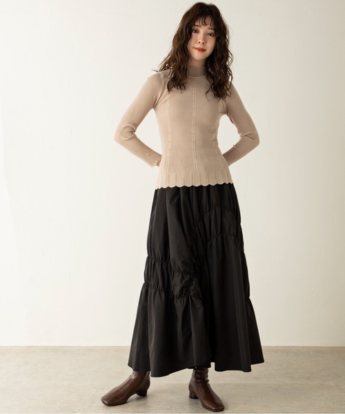 MILLION CARATS（ミリオンカラッツ）の「【Re Basic】リブハイネックニット（ニット/セーター・レディース・オフホワイト/ブラック/ピンク/ベージュ/ブラウン/イエロー/レッド/グレー・FREE）」の12枚目の写真