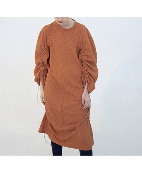 chuclla(チュクラ)の「【chuclla】【2021/SS】Stripe gather one- piece dress chw1436(ワンピース・レディース・ライトブルー/オレンジ・S/M)」の4枚目の写真