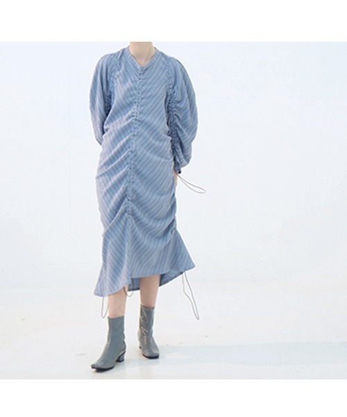 chuclla(チュクラ)の「【chuclla】【2021/SS】Stripe gather one- piece dress chw1436(ワンピース・レディース・ライトブルー/オレンジ・S/M)」の14枚目の写真