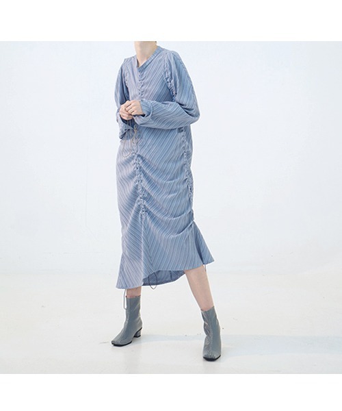chuclla(チュクラ)の「【chuclla】【2021/SS】Stripe gather one- piece dress chw1436(ワンピース・レディース・ライトブルー/オレンジ・S/M)」の18枚目の写真
