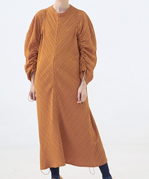 chuclla(チュクラ)の「【chuclla】【2021/SS】Stripe gather one- piece dress chw1436(ワンピース・レディース・ライトブルー/オレンジ・S/M)」の3枚目の写真