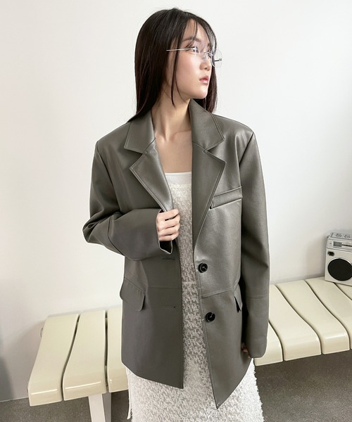 UNE MANSION（ユヌマンション）の「[UNE ORIGINAL]ベーシックテーラードオーバーサイズージャケット（テーラードジャケット・レディース・ブラック/ブラウン/グレー・FREE）」の22枚目の写真