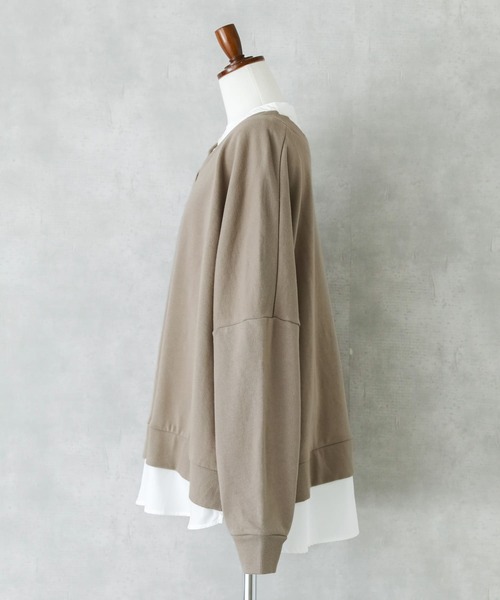 osharewalker（オシャレウォーカー）の「『シャツドッキングVネックスウェット』（スウェット・レディース・ミント/ブラック/グレイッシュベージュ/グレイッシュブルー・FREE）」の19枚目の写真