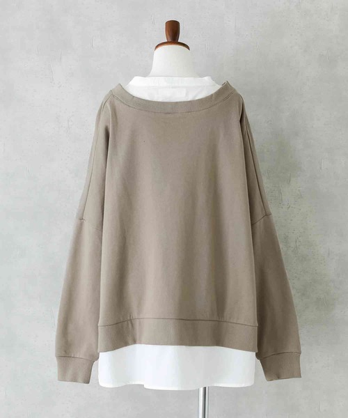 osharewalker（オシャレウォーカー）の「『シャツドッキングVネックスウェット』（スウェット・レディース・ミント/ブラック/グレイッシュベージュ/グレイッシュブルー・FREE）」の18枚目の写真