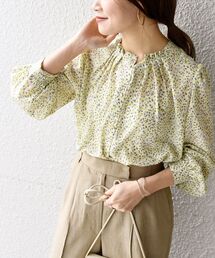 〈手洗い可能〉カッセンプリント2WAYタックブラウス◇