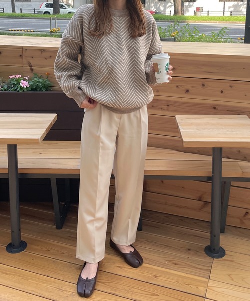 LE MORE（リモア）の「ヘリンボーンニット（ニット/セーター・レディース・ブラック/ベージュ・FREE）」の13枚目の写真