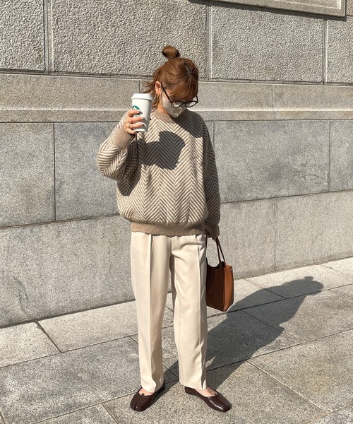 LE MORE（リモア）の「ヘリンボーンニット（ニット/セーター・レディース・ブラック/ベージュ・FREE）」の16枚目の写真