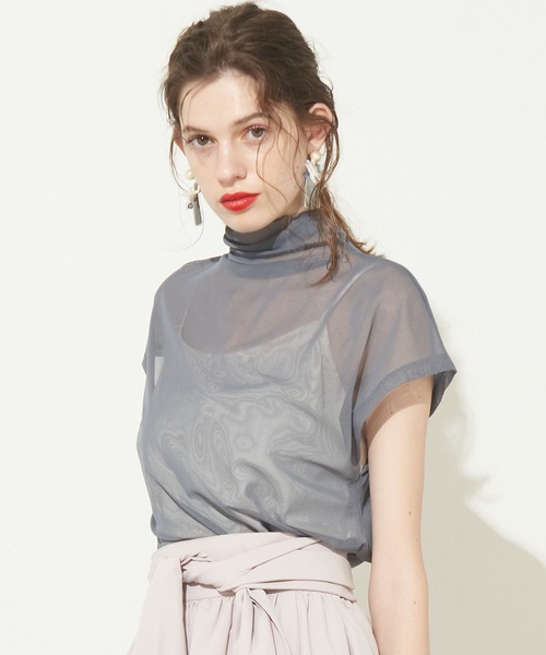 LA BELLE ETUDE（ラベルエチュード）の「半袖チュールタートル（Tシャツ/カットソー・レディース・ホワイト/アイボリー/ブラック/ブルー/パープル/ピンク/ライトピンク/ブラウン/カーキ/ダークグリーン/ダークブラウン・FREE）」の9枚目の写真