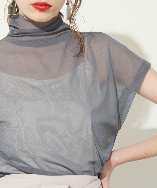 LA BELLE ETUDE（ラベルエチュード）の「半袖チュールタートル（Tシャツ/カットソー・レディース・ホワイト/アイボリー/ブラック/ブルー/パープル/ピンク/ライトピンク/ブラウン/カーキ/ダークグリーン/ダークブラウン・FREE）」の18枚目の写真