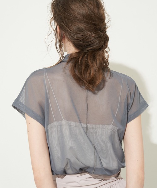 LA BELLE ETUDE（ラベルエチュード）の「半袖チュールタートル（Tシャツ/カットソー・レディース・ホワイト/アイボリー/ブラック/ブルー/パープル/ピンク/ライトピンク/ブラウン/カーキ/ダークグリーン/ダークブラウン・FREE）」の21枚目の写真