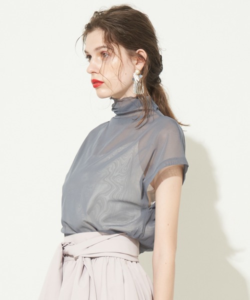 LA BELLE ETUDE（ラベルエチュード）の「半袖チュールタートル（Tシャツ/カットソー・レディース・ホワイト/アイボリー/ブラック/ブルー/パープル/ピンク/ライトピンク/ブラウン/カーキ/ダークグリーン/ダークブラウン・FREE）」の19枚目の写真