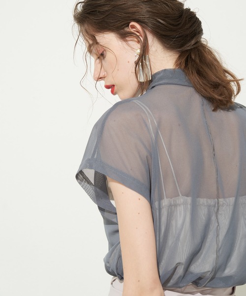 LA BELLE ETUDE（ラベルエチュード）の「半袖チュールタートル（Tシャツ/カットソー・レディース・ホワイト/アイボリー/ブラック/ブルー/パープル/ピンク/ライトピンク/ブラウン/カーキ/ダークグリーン/ダークブラウン・FREE）」の20枚目の写真