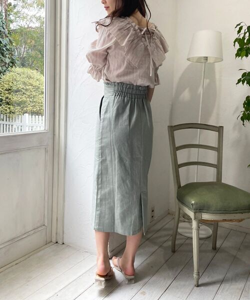 MAJESTIC LEGON（マジェスティックレゴン）の「スリムIラインスカート（スカート・レディース・ベージュ/カーキオリーブ/アイボリー・SMALL/MEDIUM）」の10枚目の写真