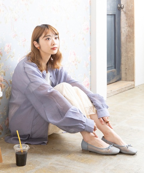 menue(メヌエ)の「スクエアトゥメッシュバレエシューズ(バレエシューズ・レディース・ブラック/アイボリー/ブルー/グレイッシュベージュ・22.0cm/23.0cm/24.0cm/25.0cm/26.0cm/21.5cm/22.5cm/23.5cm/24.5cm/25.5cm)」の12枚目の写真